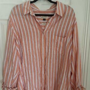 Universal Thread Peach & Pink Striped Button-Front Shirt